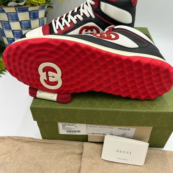 Men’s Gucci Mac 80 high top leather sneakers size 10 made in Italy - Picture 8 of 10